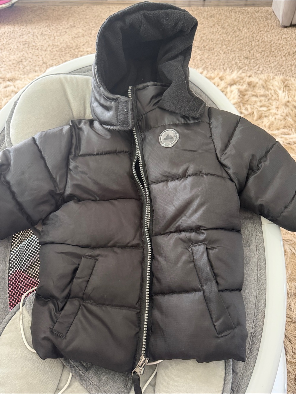 Kids Black Puffer Jacket with Hood